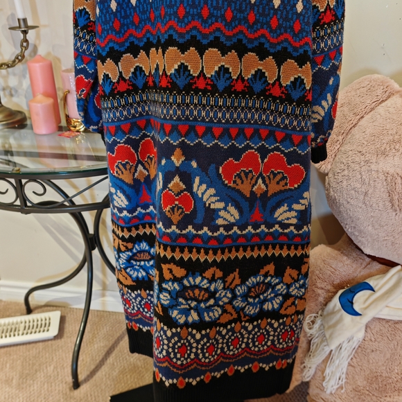 FarmRio Ainika intarsia-knit cardi-coat cardigan jacket size S 051000 - Picture 9 of 15